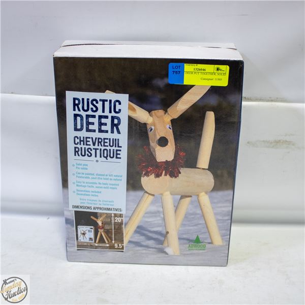 RUSTIC DEER PUT TOGETHER, SOLID PINE