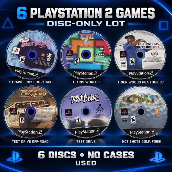 6 PLAYSTATION 2 GAMES DISC ONLY LOT