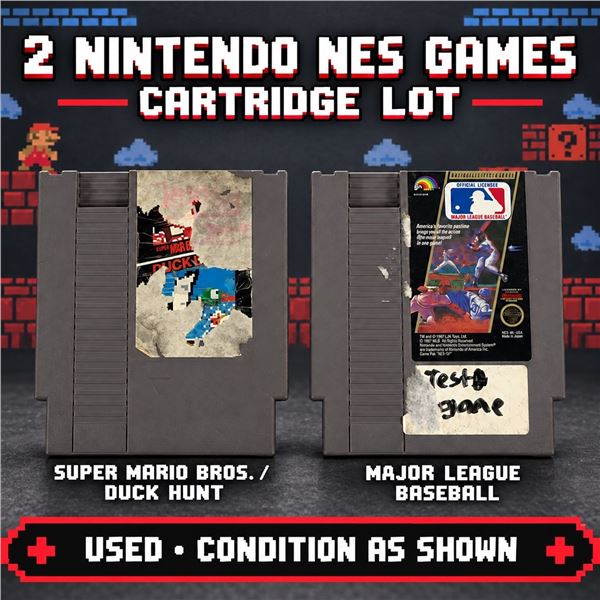2 NINTENDO NES GAMES MARIO DUCK HUNT + MLB