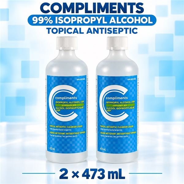 2 COMPLIMENTS 99% ISOPROPYL ALCOHOL 473ML