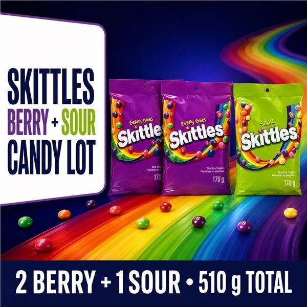 2 SKITTLES BERRY + SOUR CANDY 510G TOTAL BB 04/27