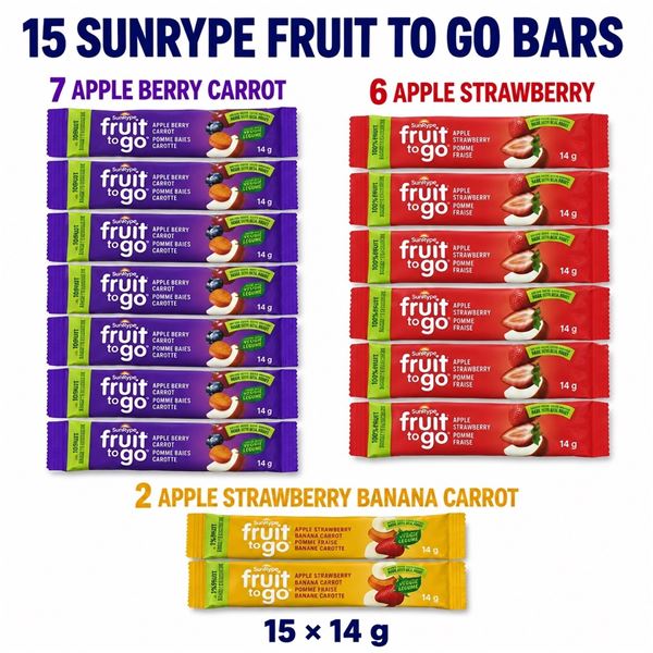 15 SUNRYPE FRUIT TO GO BARS VARIETY BB 02/27