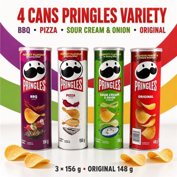 4 PRINGLES CHIPS VARIETY PACK BB 01/27
