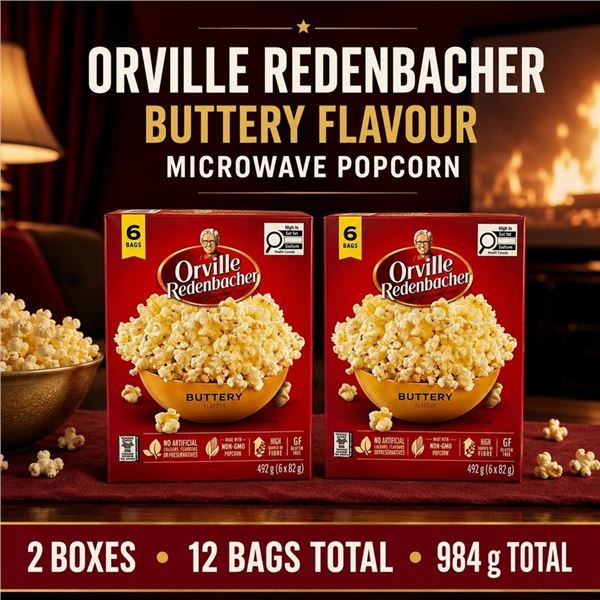 2 ORVILLE BUTTERY POPCORN 12 BAGS BB 02/27