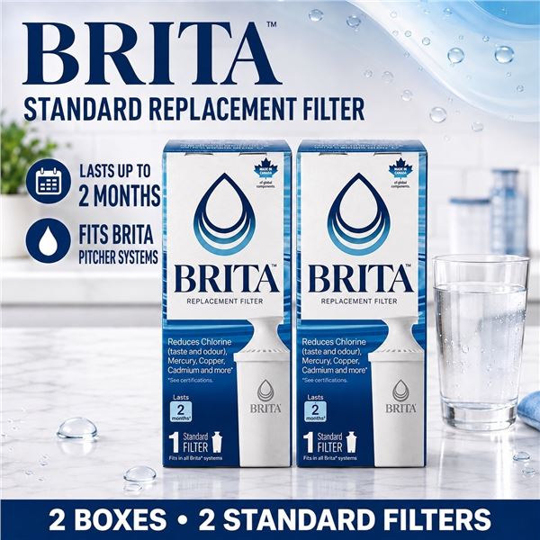 NEW 2 BRITA STANDARD REPLACEMENT WATER FILTER