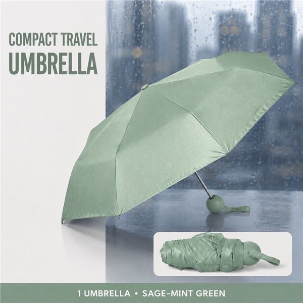 NEW DUSTY MINT GREEN COMPACT TRAVEL UMBRELLA
