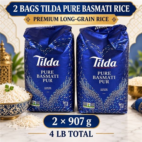 2 BAGS TILDA PURE BASMATI RICE 907G BB 05/28