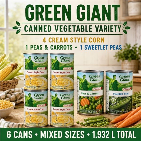6 GREEN GIANT CANNED VEGETABLES VARIETY BB 02/27