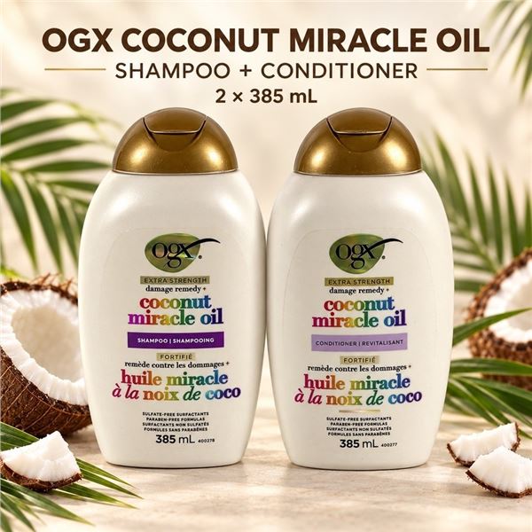 2 OGX COCONUT MIRACLE OIL SHAMPOO & CONDITIONER