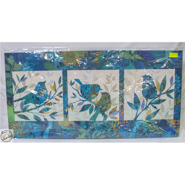 NEW CANVAS WALL ART BIRDS IN FRAMES OF BLUE