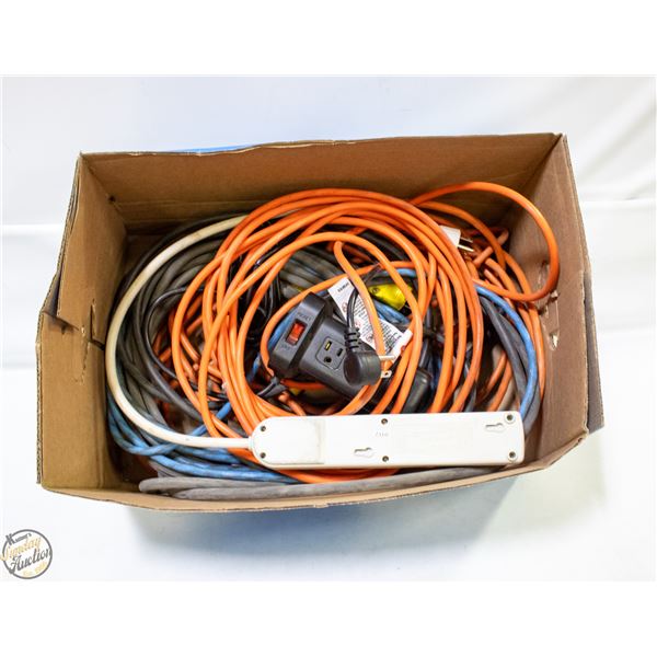 BOX OF POWER CORDS ETC.