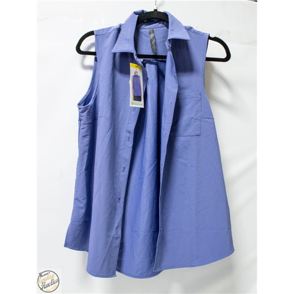 NEW GAIAM WOMEN'S VIOLET SLEEVELESS BUTTON SHIRT S