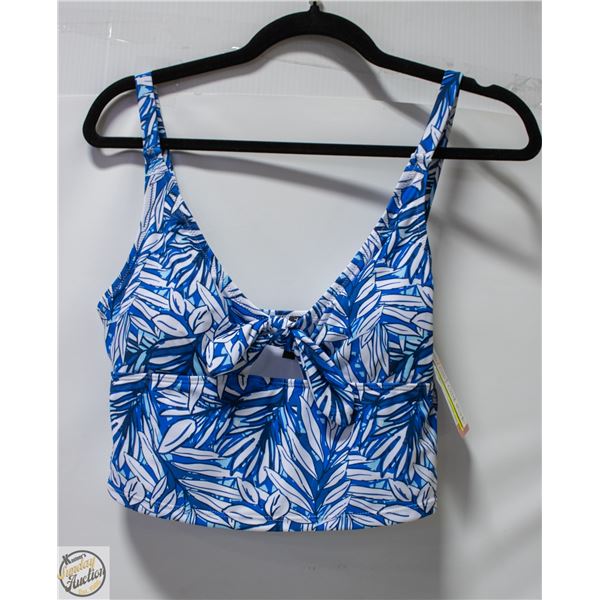 NEW TAHARI WOMEN'S BLUE/WHITE BIKINI TOP SIZE M