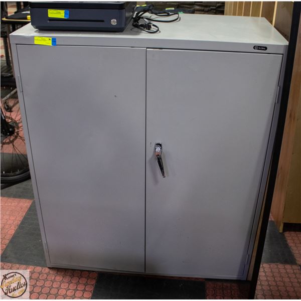 2 DOOR METAL OFFICE CABINET H-42.5" W-18.25"