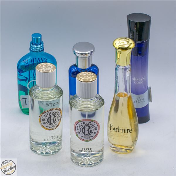 6 VARIOUS PARTIAL BOTTLES PERFUMES/COLOGNES