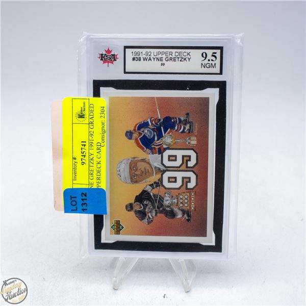 WAYNE GRETZKY 1991-92 GRADED 9.5 UPPERDECK CARD