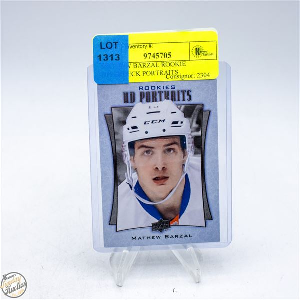 MATHEW BARZAL ROOKIE UPPERDECK PORTRAITS