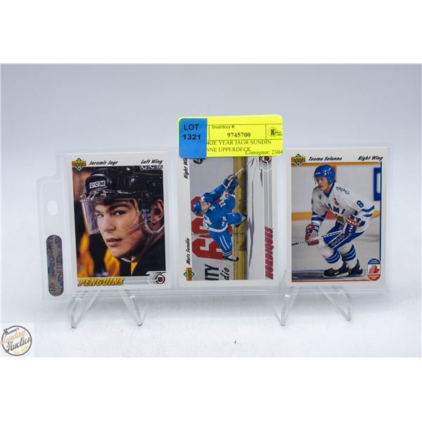 3 ROOKIE YEAR JAGR SUNDIN SELANNE UPPERDECK