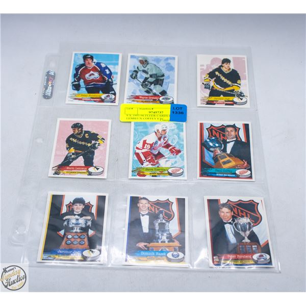 9 X 1995-96 FLEER CARDS GRETZKY LEMIEUX COFFEY ETC
