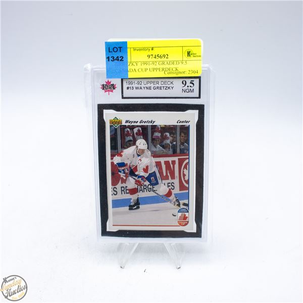 GRETZKY 1991-92 GRADED 9.5 CANADA CUP UPPERDECK