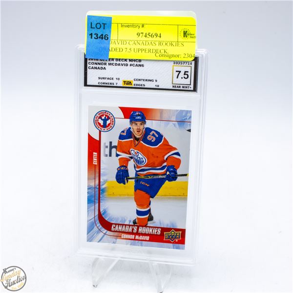 MCDAVID CANADAS ROOKIES GRADED 7.5 UPPERDECK