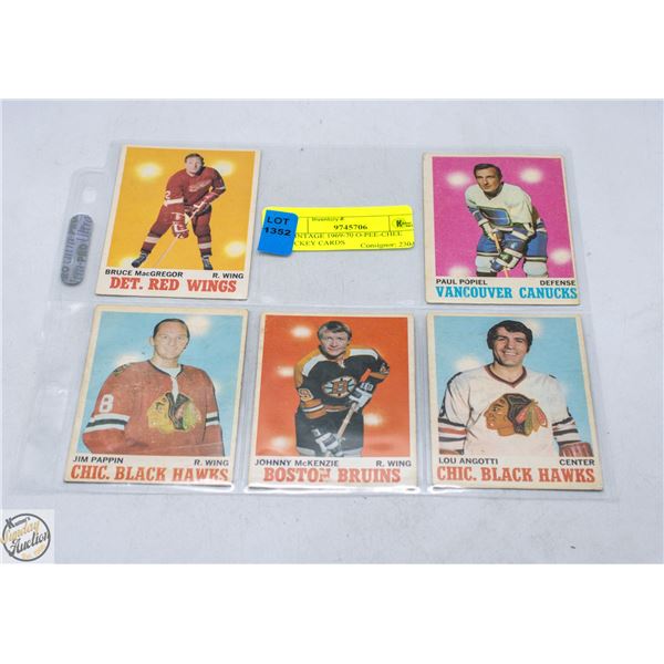 5 VINTAGE 1969-70 O-PEE-CHEE HOCKEY CARDS