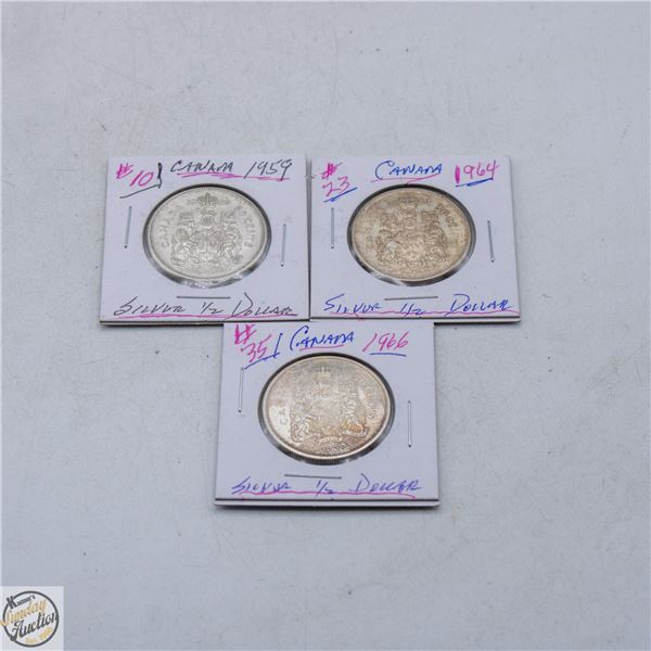 #5302-SILVER 1959 HALF DOLLAR, SILVER 1964