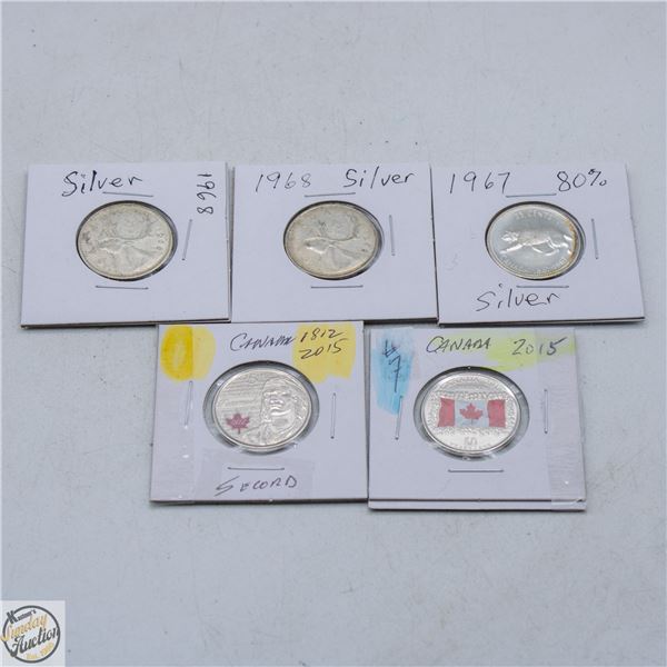 #5303-1967 80 % SILVER, 1968 SILVER QUARTER,