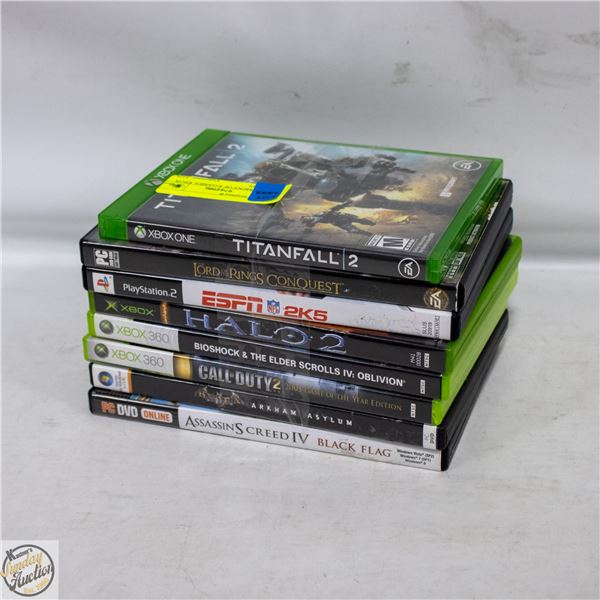 ASSORTMENT OF 8 GAMES XBOX 360, XBOX,