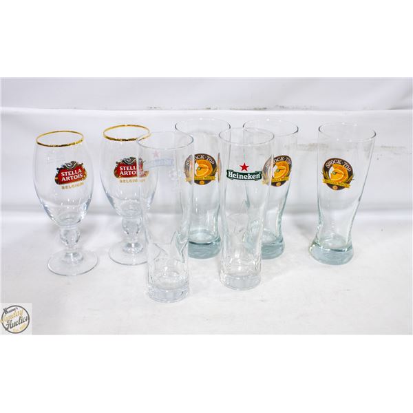 7 LIQUOR GLASSES SHOCKTOP STELLA HEINEKEN