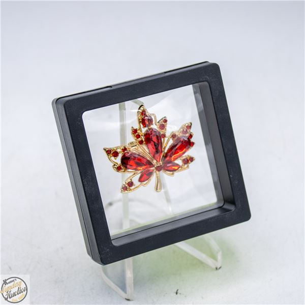 NEW MAPLE LEAF BROOCH WITH 3D RHINESTONES