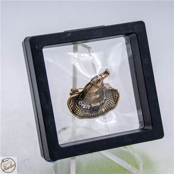 NEW WITCH HAT BRASS TONE,RHINESTONES