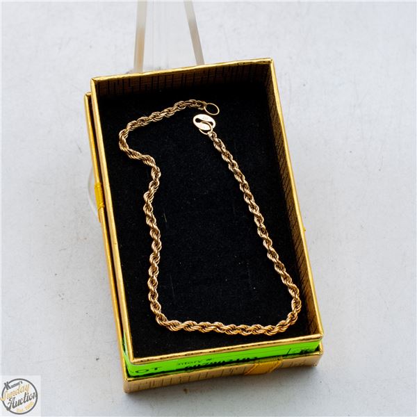 10K GOLD ROPE STYLE BRACELET STAMPED ITALY TOB