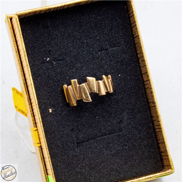 10K GOLD BRUTALIST STYLE RING SIZE 8 - 4.76 GRAMS