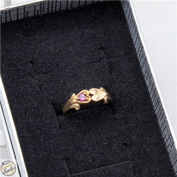 10K GOLD PINK STONE RING STAMP BHJ 1.55 GRAMS