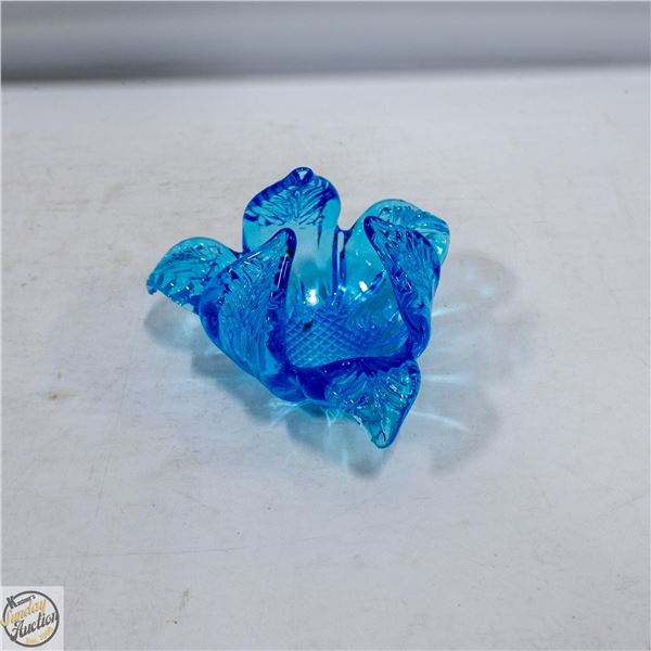 TURQUOISE BLUE HAND-BLOWN ART GLASS BOWL