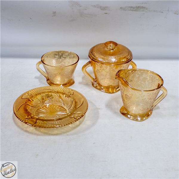 VINTAGE IRIS & HERRINGBONE MARIGOLD IRIDESCENT