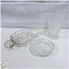 Image 1 : VINTAGE CLEAR HEAVY CUT CRYSTAL PRESSED GLASS