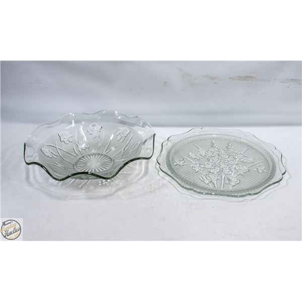 VINTAGE CRYSTAL-CLEAR DEPRESSION GLASS SERVING