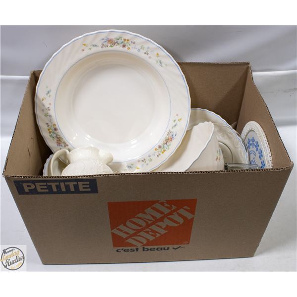 ESTATE DISHWARE INCLUDES WEDGEWOOD, ETCHED