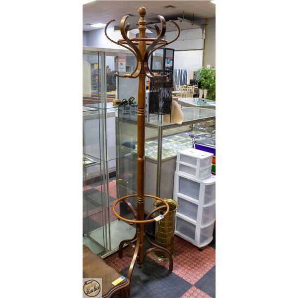 WOODEN COAT AND UMBRELLA STAND 6FT TALL