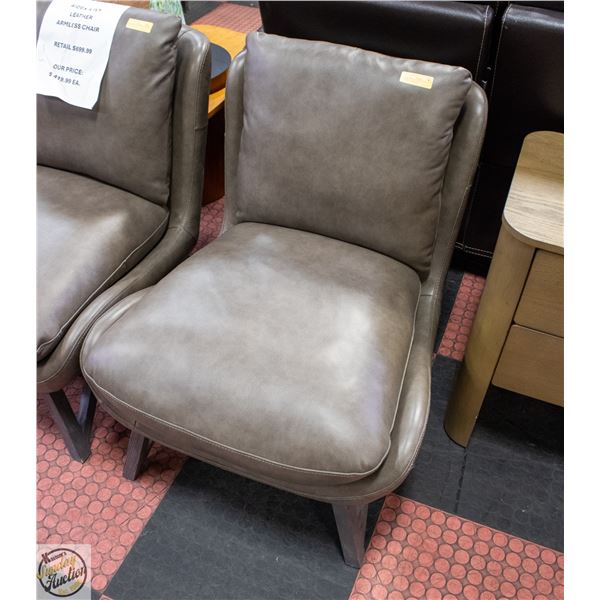 NEW AIDEN & IVY LEATHER SLIPPER CHAIR - ARMLESS