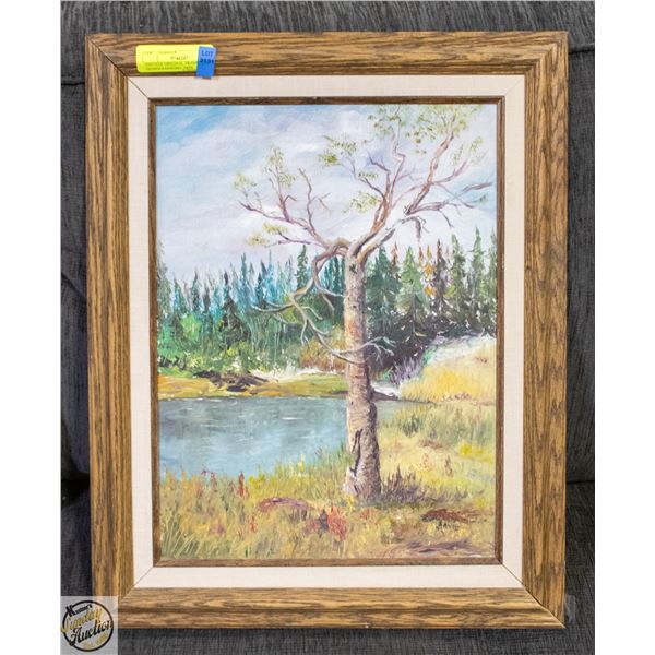 VINTAGE ORIGINAL FRAMED SIGNED PAINTING- TREE