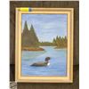 Image 1 : VINTAGE ORIGINAL FRAMED SIGNED PAINTING- LOON
