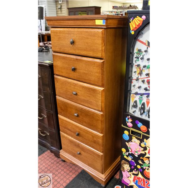 6 DRAWER TALL DRESSER WOOD WITH ROLLING DRAWERS