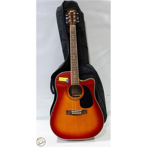 BAYOU PICK UP RED ACOUSTIC WITH SOFT CASE