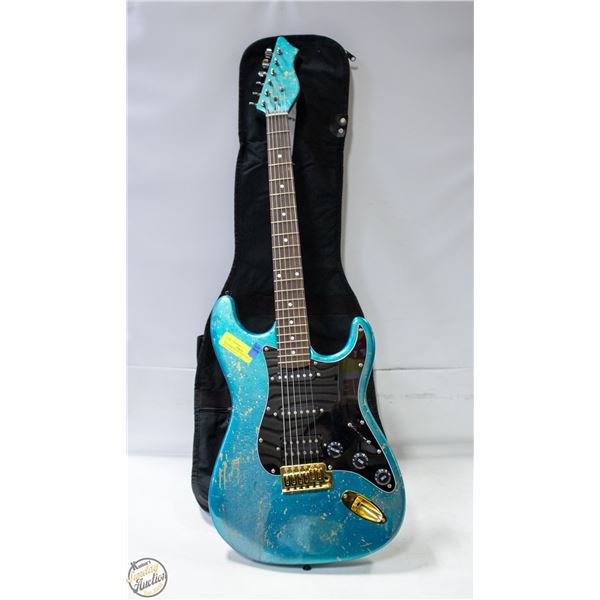 NO NAME COSTAN GREEN STRAT STYLE WITH SOFT CASE