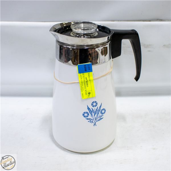 VINTAGE 9 CUP CORNING WARE PERCOLATOR COFFEE POT,