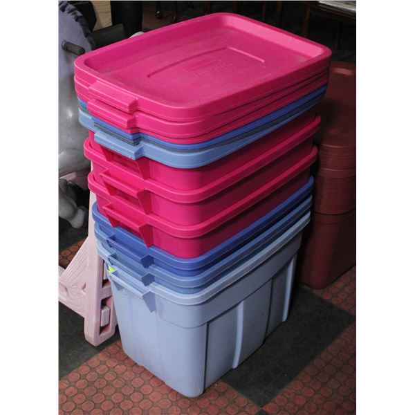 6 RUBBERMAID TOTES WITH LIDS