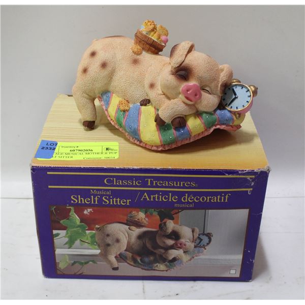 VINTAGE MUSICAL MOTHER & PUP SHELF SITTER